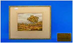 A Landscape Watercolour On Bidston Hill By C.B Dickens, depicting trees in a country landscape with
