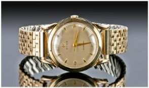 Cyma Fine Vintage 9ct Gold Manual Wind Wristwatch, Cymaflex, circa 1950, Brush silvered dial with