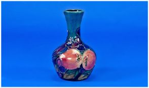 Moorcroft Modern Small Vase `Finches` Pattern, Tubelined. Four inches high.