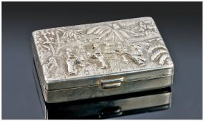 Danish Early 20th Century Silver Lidded Peppermint Box, the cover decorated in high relief, musical