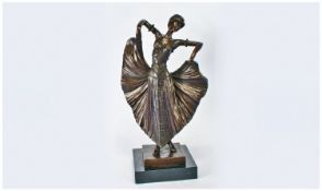 Superb, High Quality Bronze Of A 1920`s Dancer, with fine detail portraying the dancer in motion,