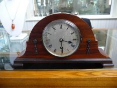 Bramwell & Sons Preston Mahogany Cased Mantle Clock, Silvered Dial With Roman Numerals.