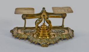 Victorian Decorative Twin Brass Postal Scales By Townsend & Co. Complete with brass graduating