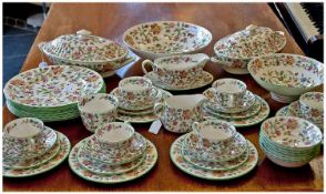 Minton `Haddon Hall` Dinner Service, comprising six cups, six saucers and six side plates, with six