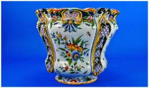 A Large Antique French Jardiniere (Fainece). Decorated in the Rococo style with vinaigrettes of