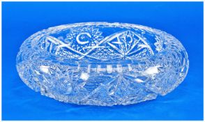 Modern Elaborately Cut Glass Fruit Bowl, with mult-star cut base, with star and diamond cutting to