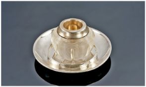 A Silver Banded Match Holder And Striker Together With Heavy Matching Silver Dish/Holder. Hallmark