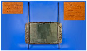 Rene Beauclair (1877-1960), Rare Wrought Iron Art Deco Framed Mirror Of Worked Geometric Design,