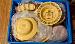 Royal Cauldron Grindley Ware 37 Piece Dinner Service decorated passover theme in yellow. Very rare.