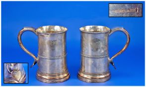George III Fine and Old Handsome Pair of Old Sheffield Plate Tankards c 1780. Makers Thomas Law and