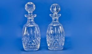 Waterford Very Fine Cut Crystal Pair Of Decanters `Lismore` Design. Each 10.5`` in height. Mint