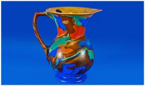 Vintage 1930`s Beswick Art Deco Jug, in brown, blue and green, approximately 8 inches high and 7½