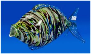 Murano Style Large Glass Fish. 18 by 10 inches.