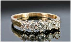 9ct Gold Diamond Ring, Set With Five Round Cut Diamonds, Estimated Diamond Weight .50ct, Fully