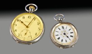 Swiss Silver Ornate and Chased Ladies Open Faced Pocket Watch. Silver mark 93.5, working order.