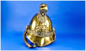 Late 19th Century Brass Fireman`s Helmet of The London Metropolitan Fire Brigade complete with