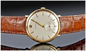 Rolex Precision 9ct Gold Manual Wind Gents Wrist Watch. Circa 1950`s with Rolex crown and