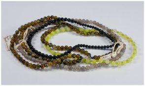 A Collection of Agate Necklaces. Various Colours and Shades. Black and Grey. 4 inches