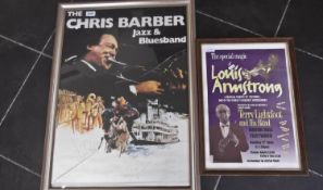 The Chris Barber Jazz and Bluesband Advertising Poster, signed to bottom, framed, together with a