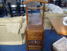 Modern Mahogany Bedside Unit, with shirt and trouser rack to back, two drawers to centre, with a