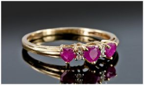 14ct Gold Ruby And Diamond Ring, Fully Hallmarked, Ring Size N½