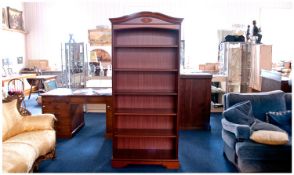 Contemporary Cherry Effect Bookshelf, domed top, fitted with five adjustable shelves, stamped to