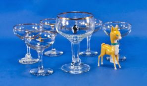 A 1960`s Set Of Five Babycham Glasses plus bambi figure and one other