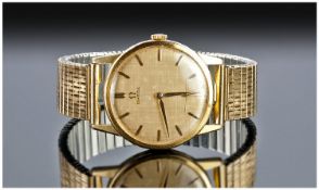 Omega 18ct Gold Plated 1960`s Wrist Watch fitted on a gold plated expanding bracelet. Good