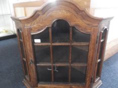 Oak Corner Cabinet, fitted with glazed door to front, enclosing three shelves, the cabinet with