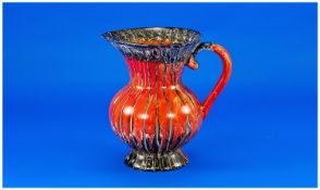 1930`s Sandford Ware `Fantasy` Art Deco Style Drip Jug. Attractive orange and black jug on circular