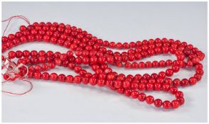 Fine Coral Bead Necklace. Pink/red colourway. 111.8 grams.