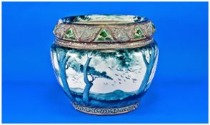 Alexandra Porcelain Works Royal Vienna Jardiniere, (Ernst Wahliss), Painted With Trees And Birds in