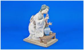 Lladro `Oriental Figure` Model Number 4840. Issued 1973, Last Year 1997. 7.5`` in height. Excellent