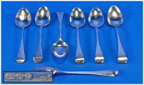 George III Good Matching Set Of Six Silver Teaspoons. Hallmark London 1800, Makers mark S.H,