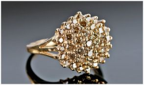 9ct Gold Diamond Dress Ring, Set With Approx 2.00cts Of Champagne Coloured Diamonds, Fully