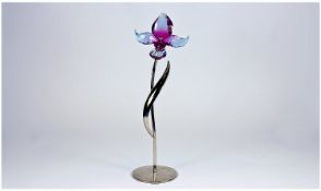 Swarovski Cut Crystal Flower Display, Dorora Flower Fuchsia Rain. Number 681542. Designer Yasmine