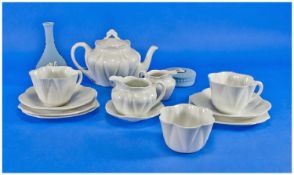 Shelley Tea for Two Teaset comprising two cups, saucers and sideplates, sugar bowl, milk jug, plain