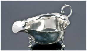 Edwardian Silver Scroll Handle Sauce Boat. Hallmark London 1906. 3.25 inches high, 5.5 inches wide.