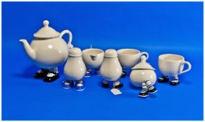Carlton Ware `Lustre Design` Novelty Tea for Two Set, comprising tea pot, milk jug, sugar bowl and