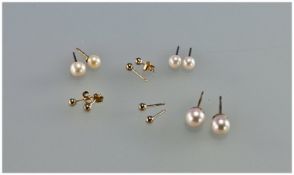 Six Pairs Of 9ct Gold Stud Earrings.