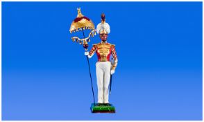 Sitzendorf Porcelain Figure of a Gentleman at Arms. 12 inches tall.