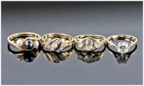 Four 9ct Gold Dress Rings. All Fully Hallmarked.