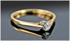 18ct Gold Diamond Ring, Set With A Single Round Brilliant Cut Diamond, Marked 18ct Plat, Ring Size