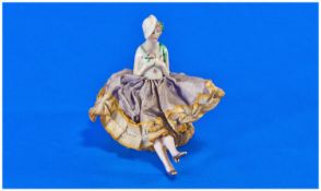 1930`s Flapper Girl Porcelain Pin Cushion Doll