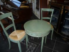 Grange Range Contemporary Breakfast Set, painted in turquoise green, comprising two chairs and a