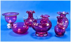 Collection of Early 20th Century Ruby Glassware, including vases, bowls, dishes, etc, some possibly
