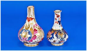 Derby - Early Miniature Hand Painted Vases ( 2 ) In Total. c.1850`s. Hand Painted Marks to Bases.