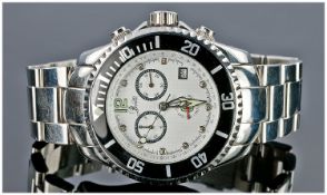 Belmar Swiss Limited Edition Helmsman Chronograph Polished Steel Wrist Watch. Diamond Marrend with