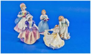 Collection Of 5 Miniature Royal Doulton Figures, 1. `Dinky Do` HN 1678, issued 1934-1996. 4.75`` in
