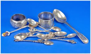 Collection of Silver and Silver Plate, comprising two napkin rings, one hallmarked for Chester, the